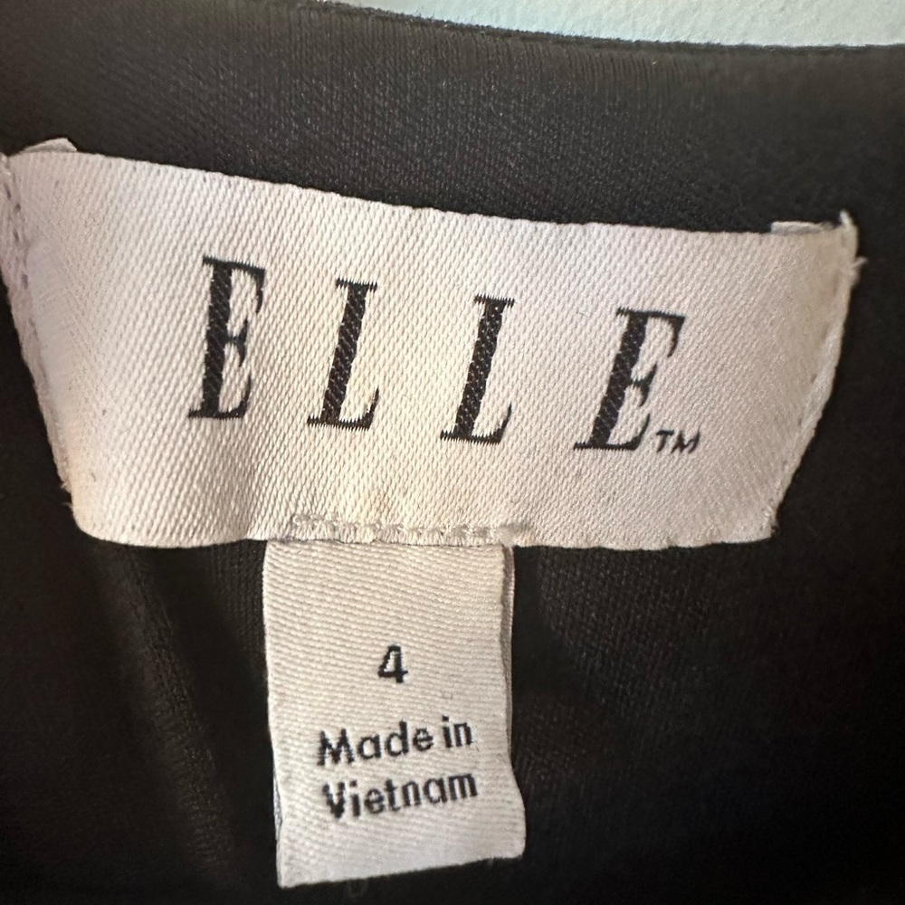 ELLE Dress Women's Size 4 Black White Round Neck Back Closure Zip - Picture 4 of 7